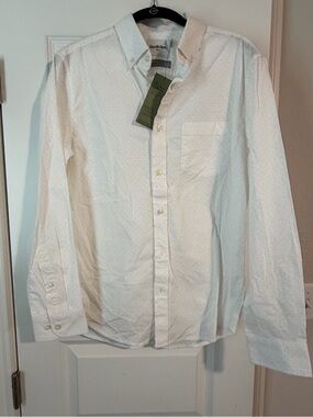Goodfellow & Co White Button-Down with Subtle Dot Pattern, Small